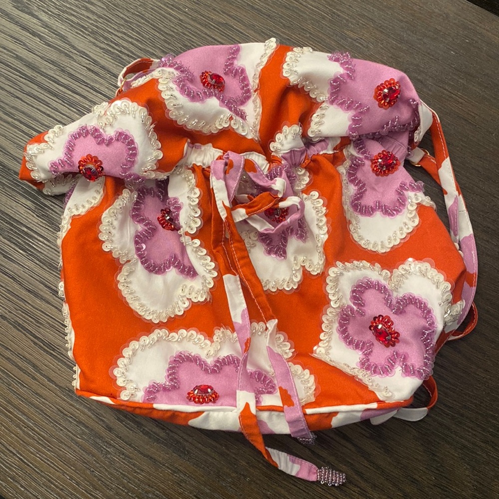 PatBo Windflower Hand Beaded Drawstring bag